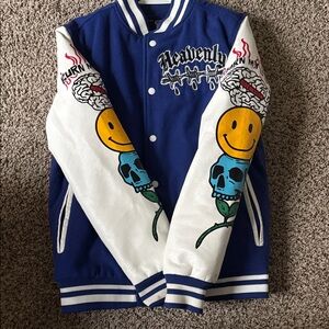 Heavenly Blue and White Bomber Jacket